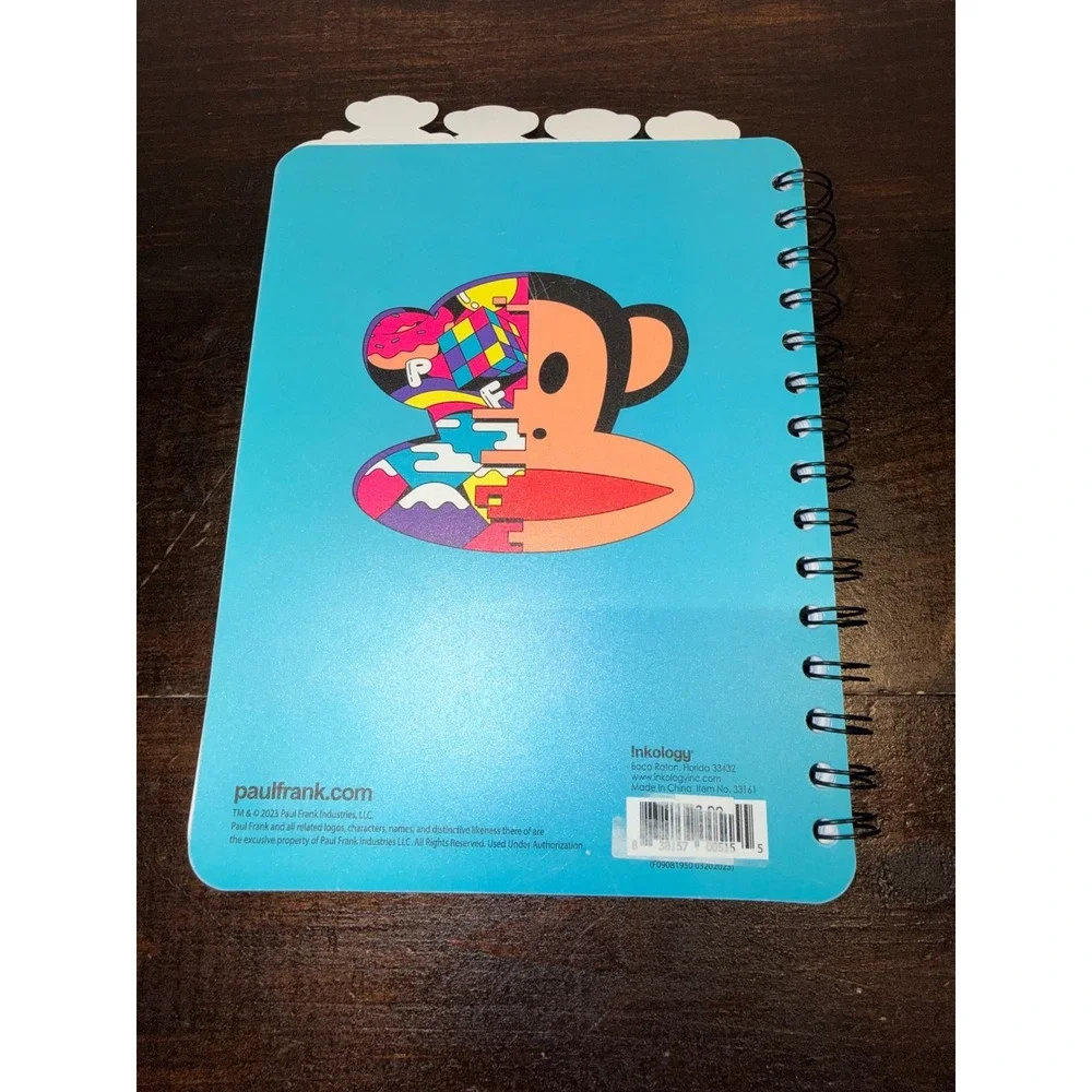 Paul Frank Julius the Monkey Spiral Notebook Dot Grid‎ Journal with Tabs